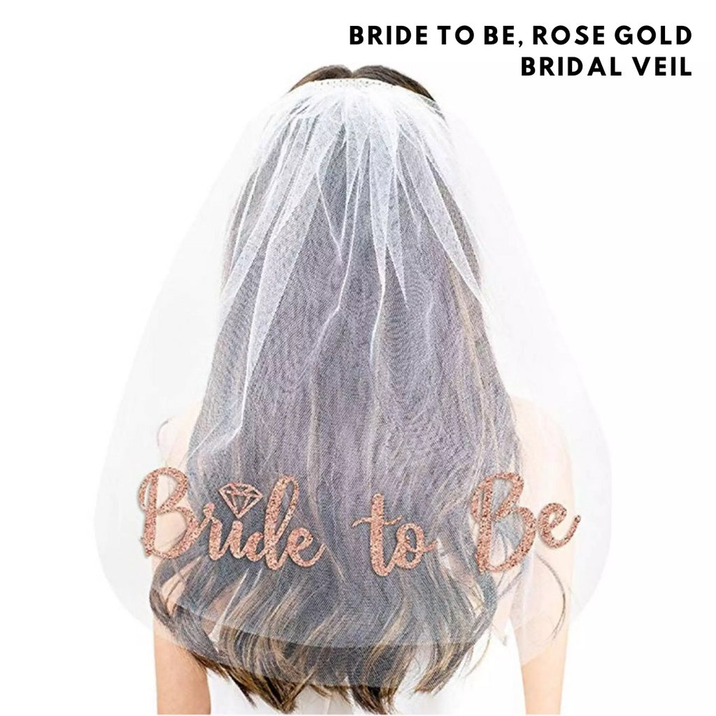 💍💖 BRIDE TO BE Rose Gold Wearables Hairband Sash Veil Tattoo Hen's Party Night [READY STOCK IN SG]
