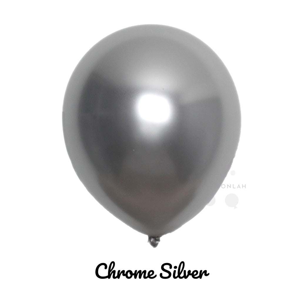 12" METALLIC Chrome Colour Helium Latex Balloons [READY STOCK IN SG]