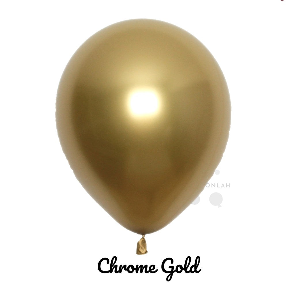 12" METALLIC Chrome Colour Helium Latex Balloons [READY STOCK IN SG]