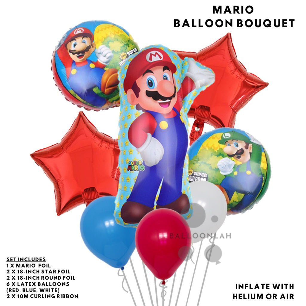 🍄 SUPER MARIO Luigi Cartoon Themed Birthday Balloons [READY STOCK IN SG]