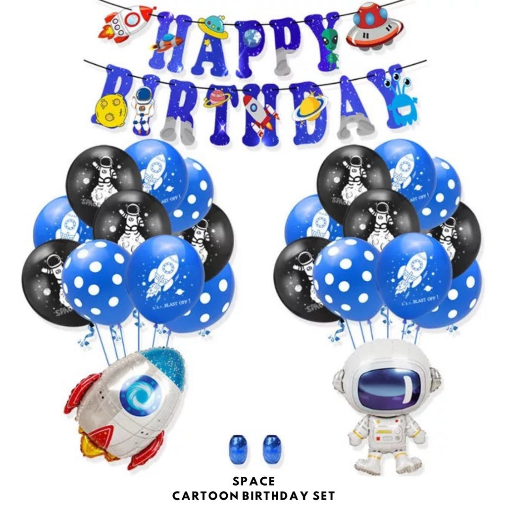 Cartoon Themed Birthday Party Set - Balloons | Banner | Cake Topper [READY STOCK IN SG] *FREE BALLOON PUMP & GLUE DOTS*