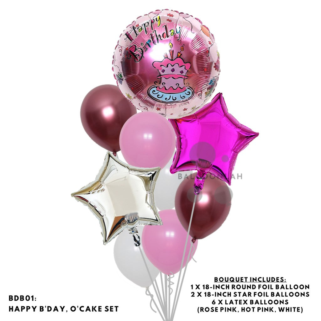 Happy Birthday Classic Foil Balloon Latex Balloon Bouquet [READY STOCK IN SG]