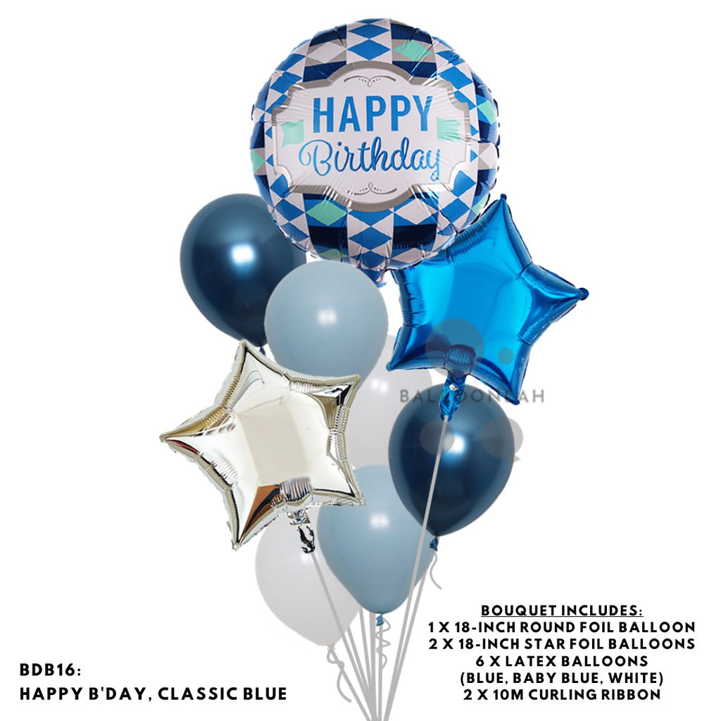 Happy Birthday Classic Foil Balloon Latex Balloon Bouquet [READY STOCK IN SG]