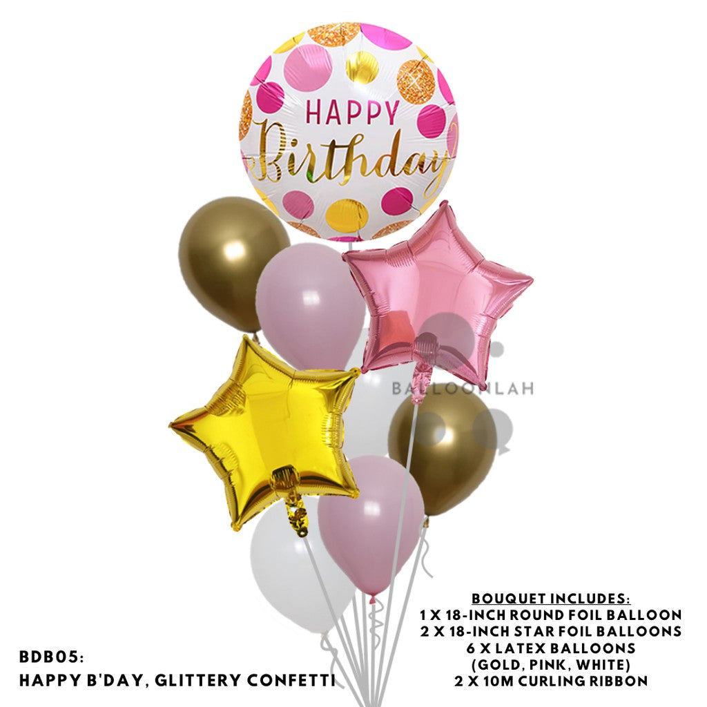 Happy Birthday Classic Foil Balloon Latex Balloon Bouquet [READY STOCK IN SG]