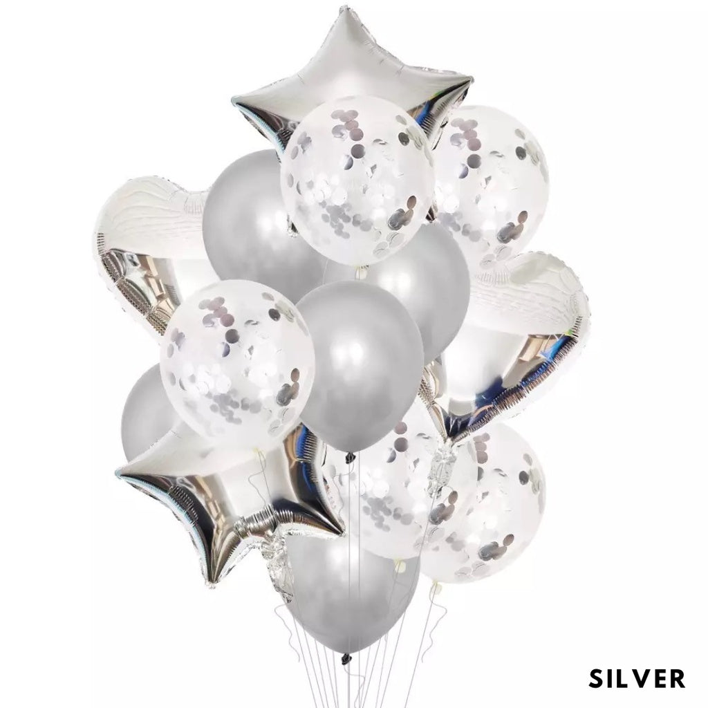 14pc Star Heart Foil Balloon Latex Balloon Bouquet Birthday [READY STOCK IN SG]
