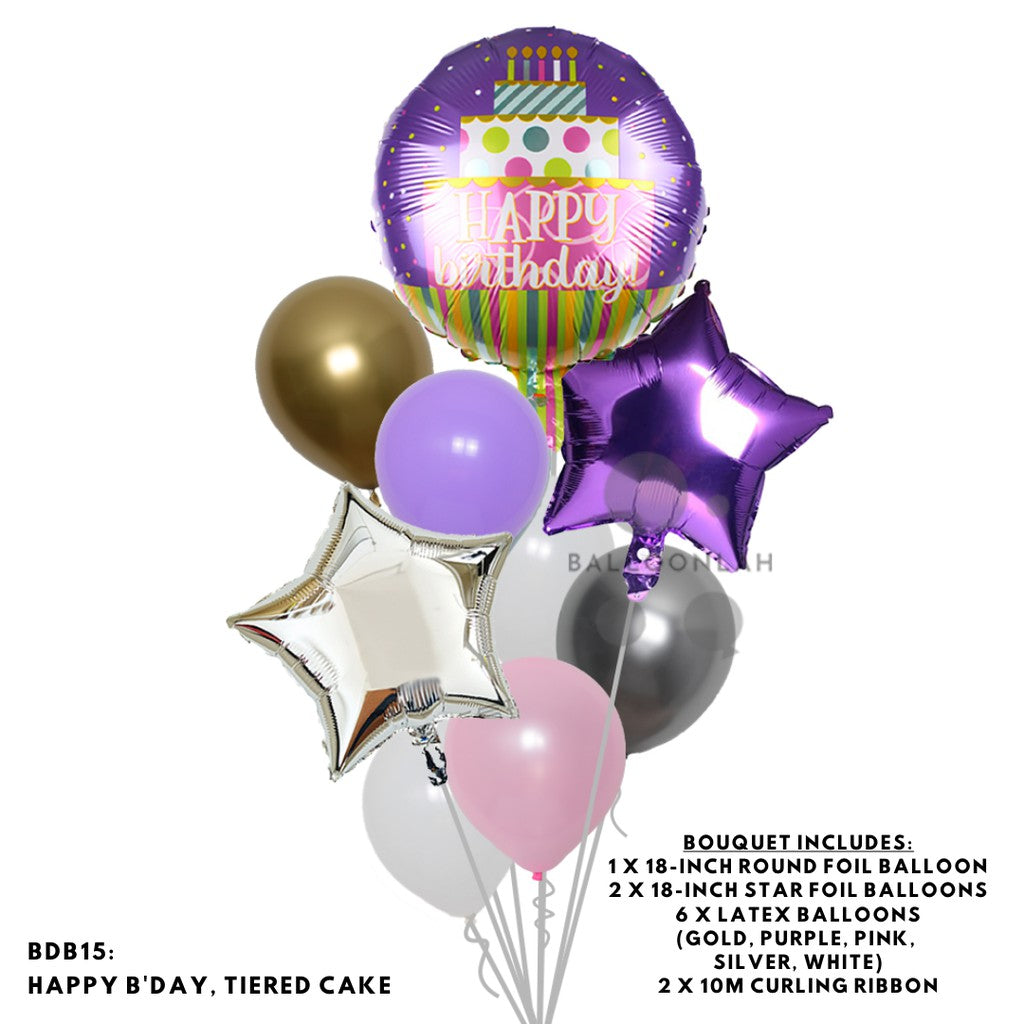 Happy Birthday Classic Foil Balloon Latex Balloon Bouquet [READY STOCK IN SG]