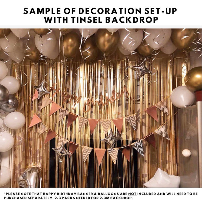 Tinsel Party Backdrop Premium Matte Finishing [READY STOCK IN SG]