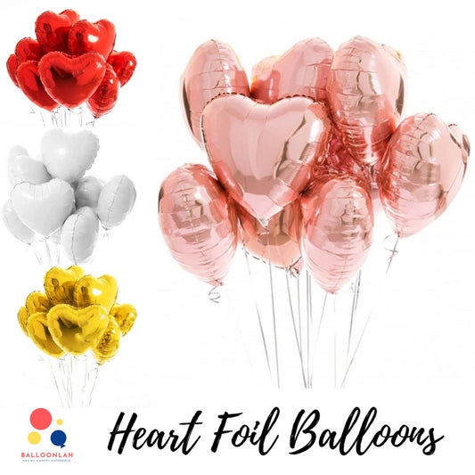 ❤️ 18-inch HEART Foil Balloons Love Wedding Proposal Decoration [Ready Stock in SG]
