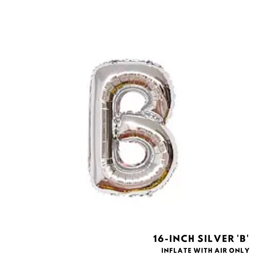 16-inch Silver Letter Foil Number Foil Balloons Air [READY STOCK IN SG]