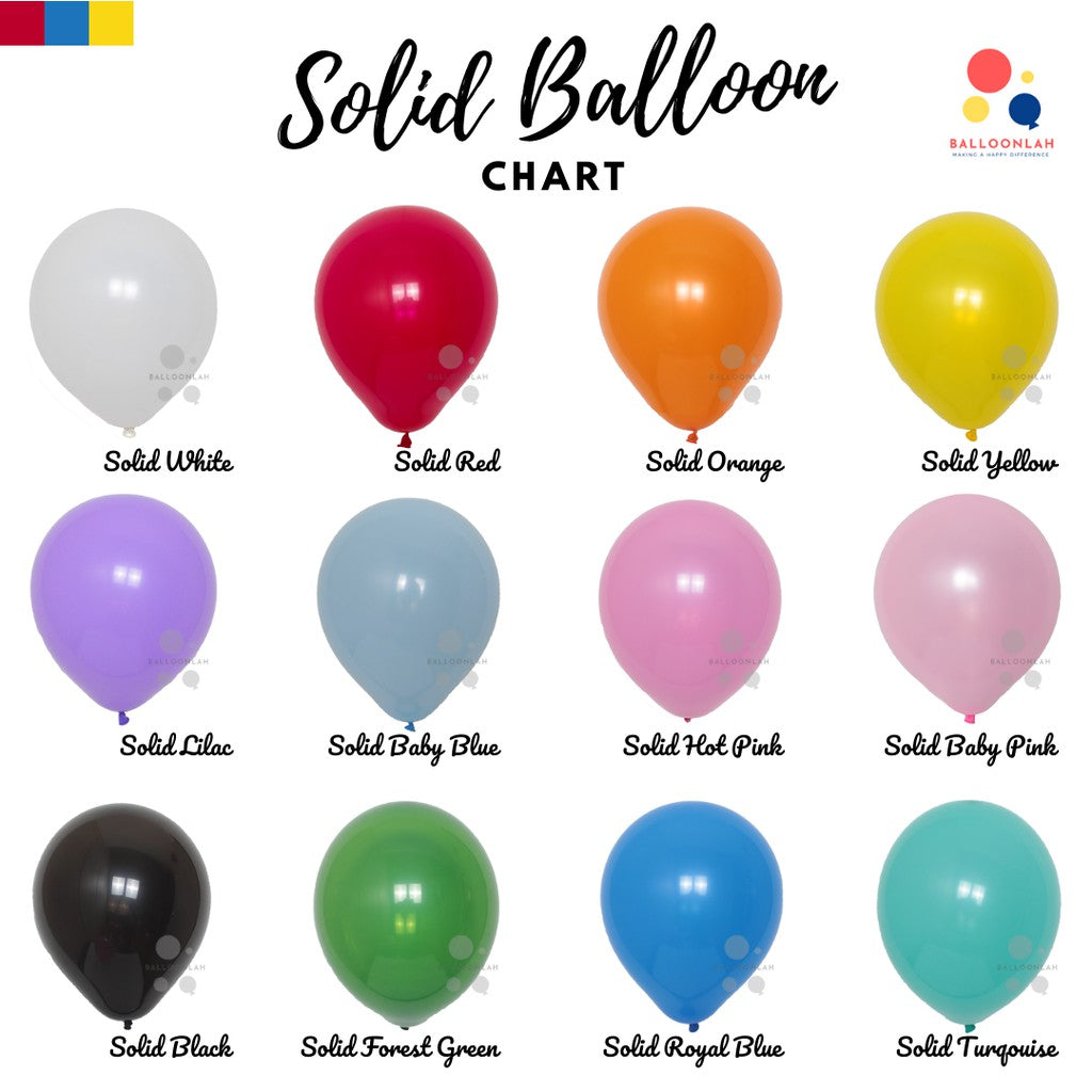 10” Solid Colour Helium Latex Balloons [READY STOCK IN SG]