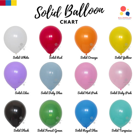 10” Solid Colour Helium Latex Balloons [READY STOCK IN SG]
