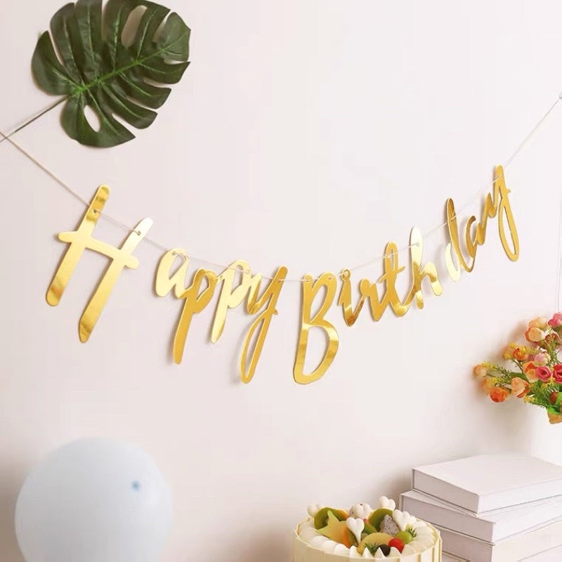 Happy Birthday Foil Party Banner Party Bunting [READY STOCK IN SG]