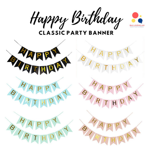 Happy Birthday Classic Party Banner Party Bunting [READY STOCK IN SG]