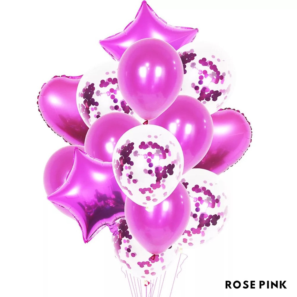 14pc Star Heart Foil Balloon Latex Balloon Bouquet Birthday [READY STOCK IN SG]