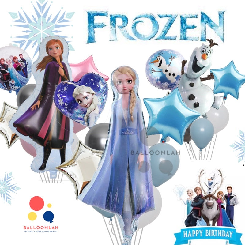 ❄️  FROZEN Balloons Cartoon Themed Birthday Balloons Bouquet [READY STOCK IN SG]