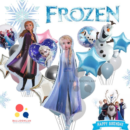❄️  FROZEN Balloons Cartoon Themed Birthday Balloons Bouquet [READY STOCK IN SG]