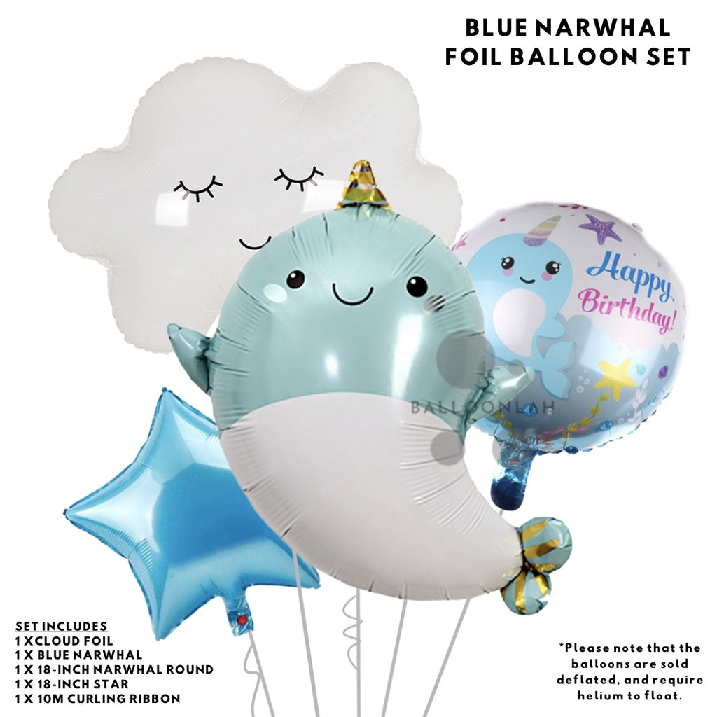 Narwhal Cute Sea Creature Pastel Balloons [READY STOCK IN SG]