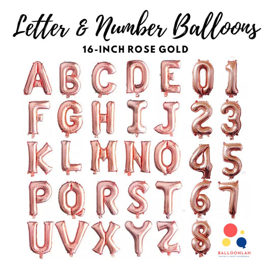 16-inch Rose Gold Letter Foil Number Foil Balloons Air [READY STOCK IN SG]