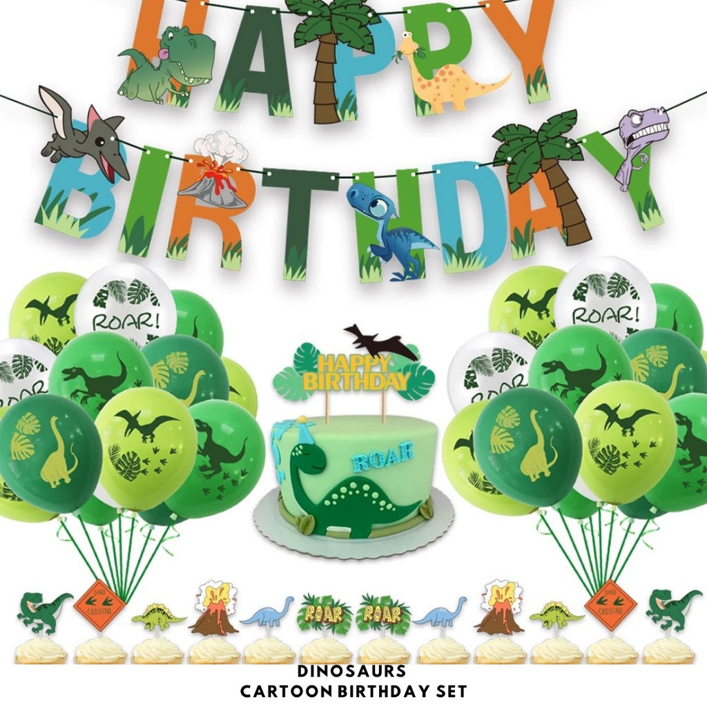 Cartoon Themed Birthday Party Set - Balloons | Banner | Cake Topper [READY STOCK IN SG] *FREE BALLOON PUMP & GLUE DOTS*