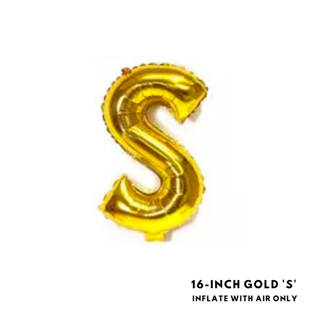 16-inch Gold Letter Foil Number Foil Balloons Air [READY STOCK IN SG]