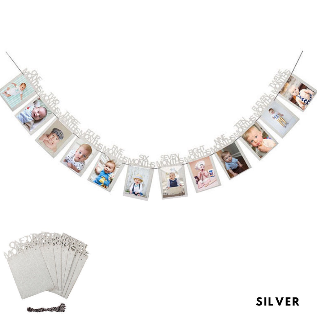 One Year Old Baby Photo Banner Milestone Bunting Birthday Banner [READY STOCK IN SG]