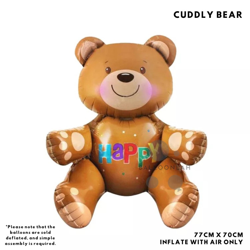 3D Bear Foil Balloon Airwalker Birthday Party Decoration Bear [READY STOCK IN SG]