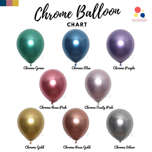 12" METALLIC Chrome Colour Helium Latex Balloons [READY STOCK IN SG]