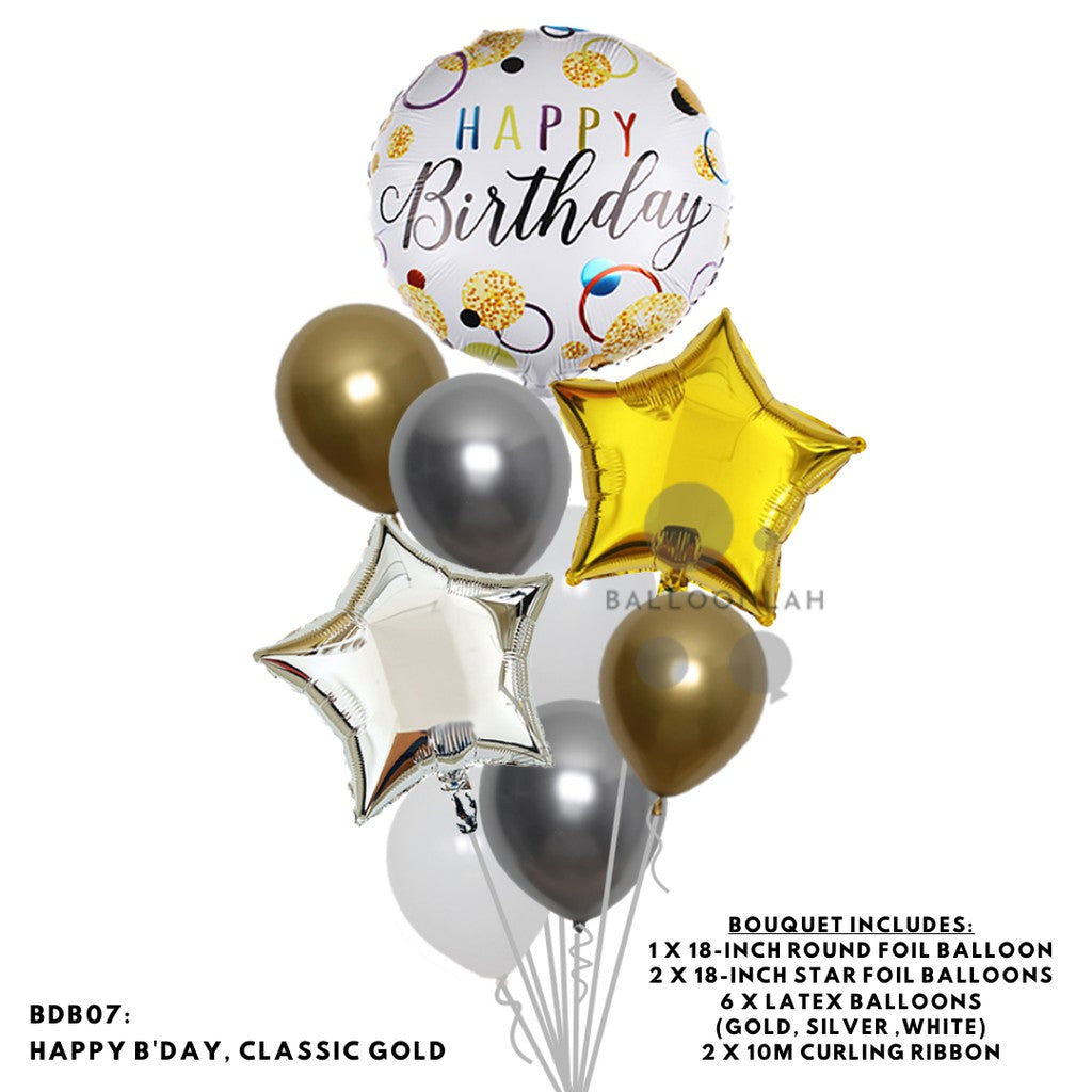 Happy Birthday Classic Foil Balloon Latex Balloon Bouquet [READY STOCK IN SG]