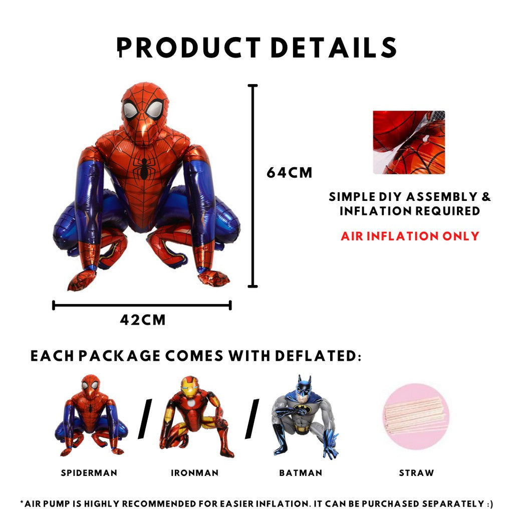 Superhero Balloon Spiderman Airwalker Batman Aiwalker Ironman Airwalker [READY STOCK IN SG]