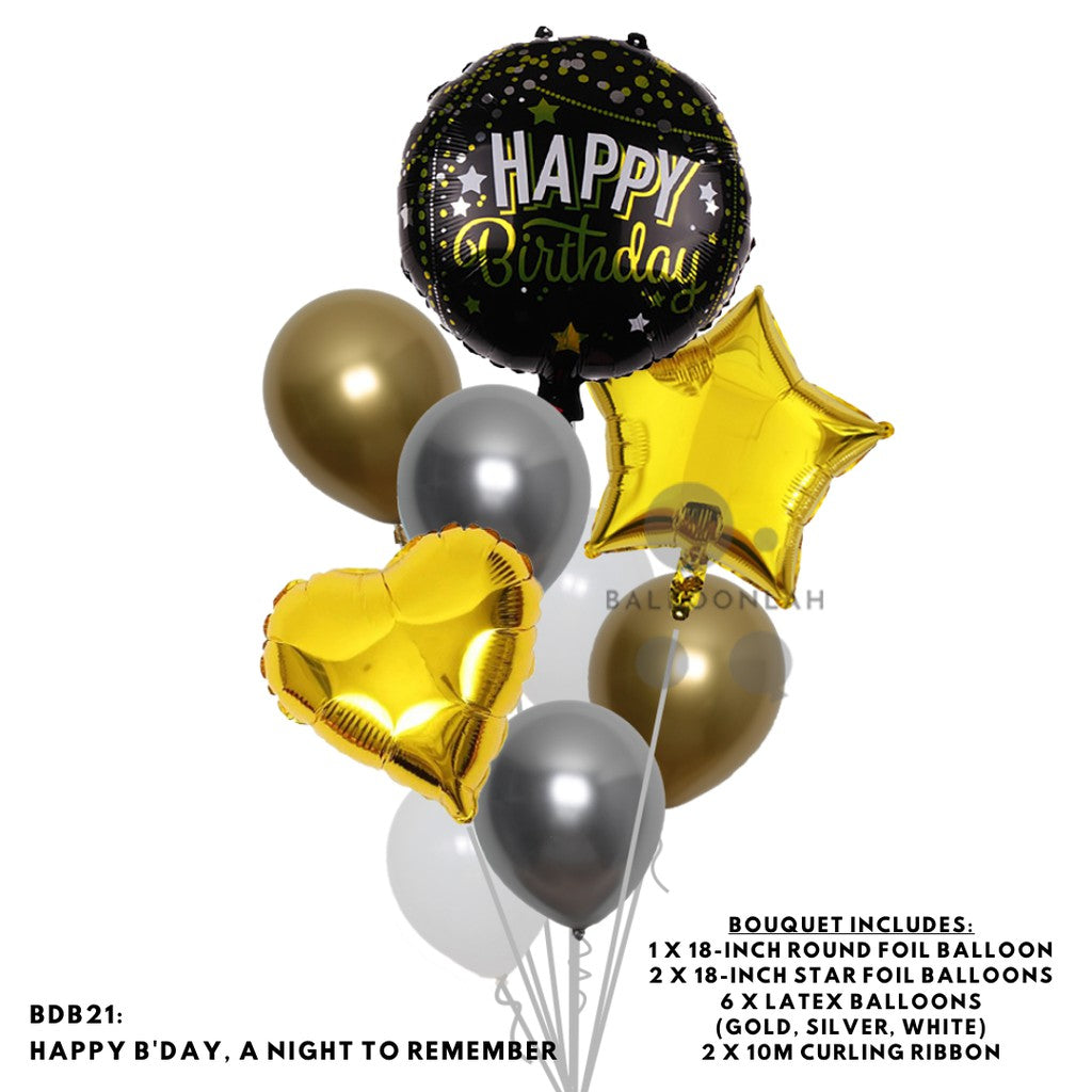Happy Birthday Classic Foil Balloon Latex Balloon Bouquet [READY STOCK IN SG]