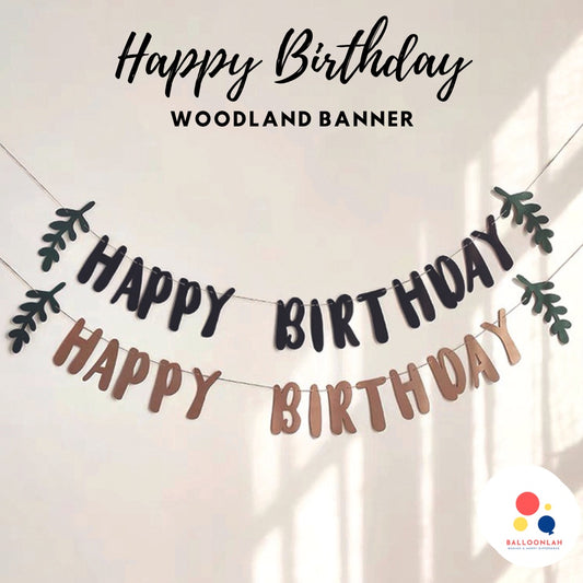 Happy Birthday Kraft Paper Party Banner Party Bunting Woodland [READY STOCK IN SG]