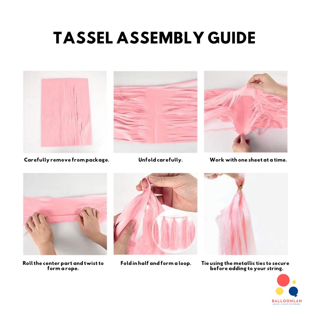Paper Tassel Garland DIY Birthday Decoration Tissue Paper Garland [READY STOCK IN SG]