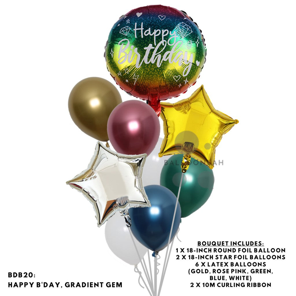 Happy Birthday Classic Foil Balloon Latex Balloon Bouquet [READY STOCK IN SG]