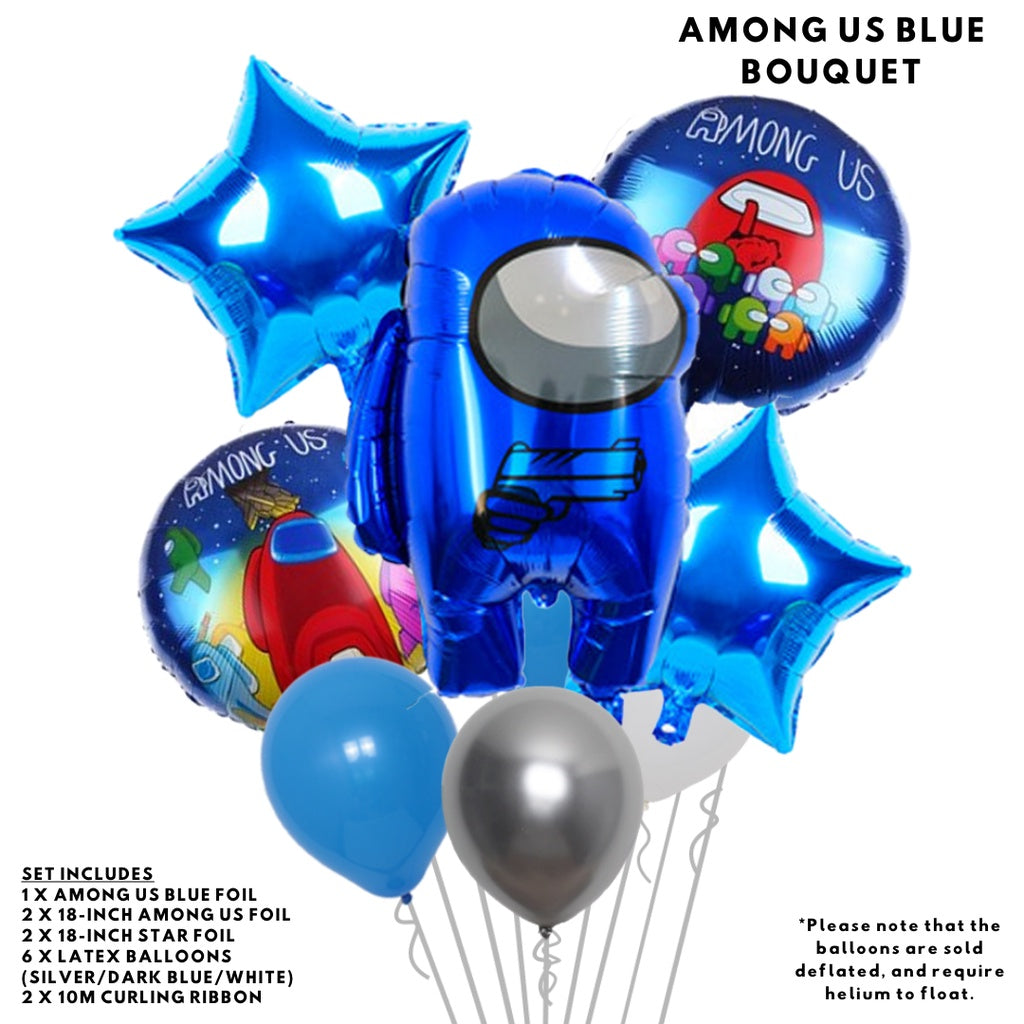 AMONG US Cartoon Themed Foil Red Blue Green Latex Balloons [READY STOCK IN SG]