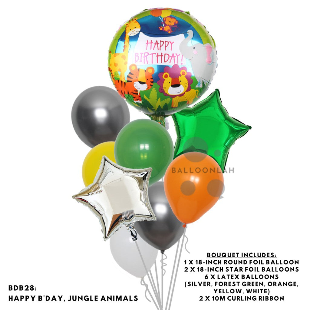 Happy Birthday Classic Foil Balloon Latex Balloon Bouquet [READY STOCK IN SG]