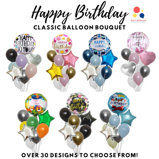 Happy Birthday Classic Foil Balloon Latex Balloon Bouquet [READY STOCK IN SG]