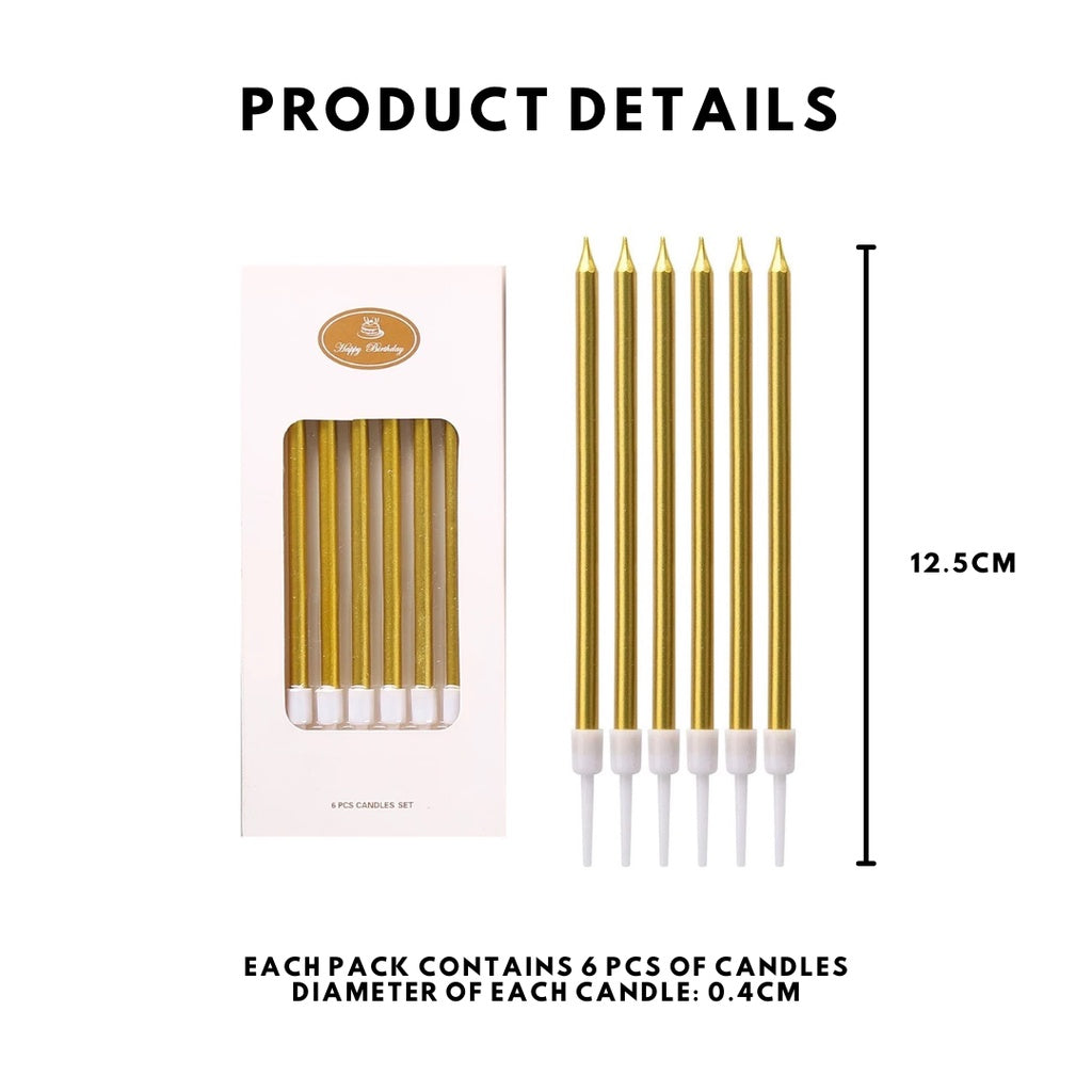 PENCIL Candle Birthday Candles Parties Gold Silver Champagne Rose Pink [READY STOCK IN SG]