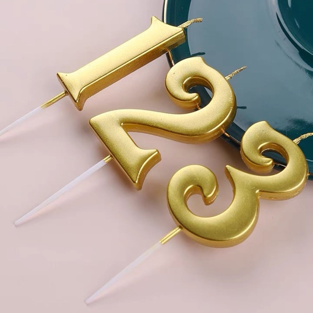 NUMBER Candle Birthday Candles Parties Gold Silver [READY STOCK IN SG]