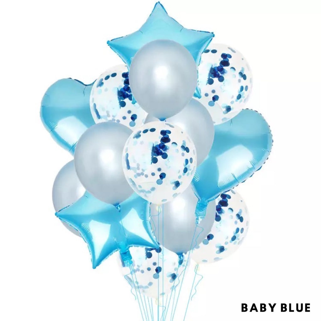 14pc Star Heart Foil Balloon Latex Balloon Bouquet Birthday [READY STOCK IN SG]