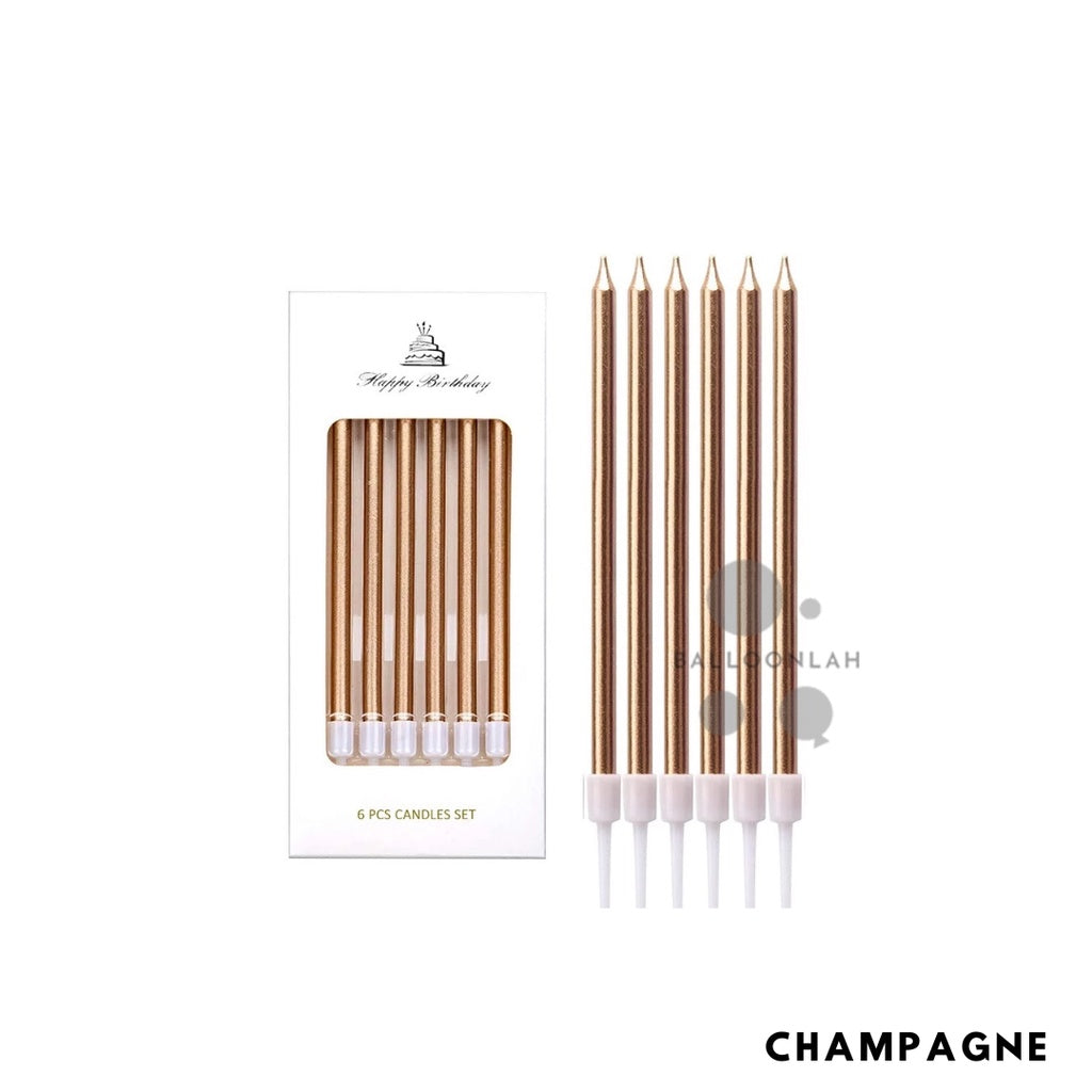 PENCIL Candle Birthday Candles Parties Gold Silver Champagne Rose Pink [READY STOCK IN SG]