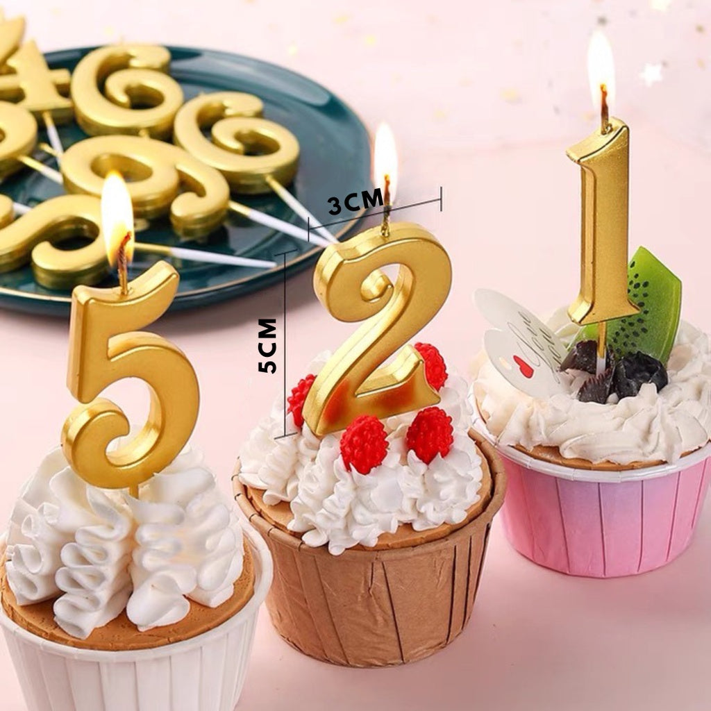 NUMBER Candle Birthday Candles Parties Gold Silver [READY STOCK IN SG]