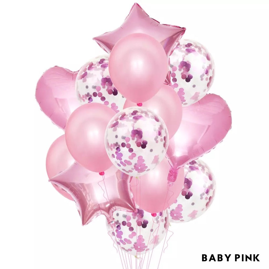 14pc Star Heart Foil Balloon Latex Balloon Bouquet Birthday [READY STOCK IN SG]