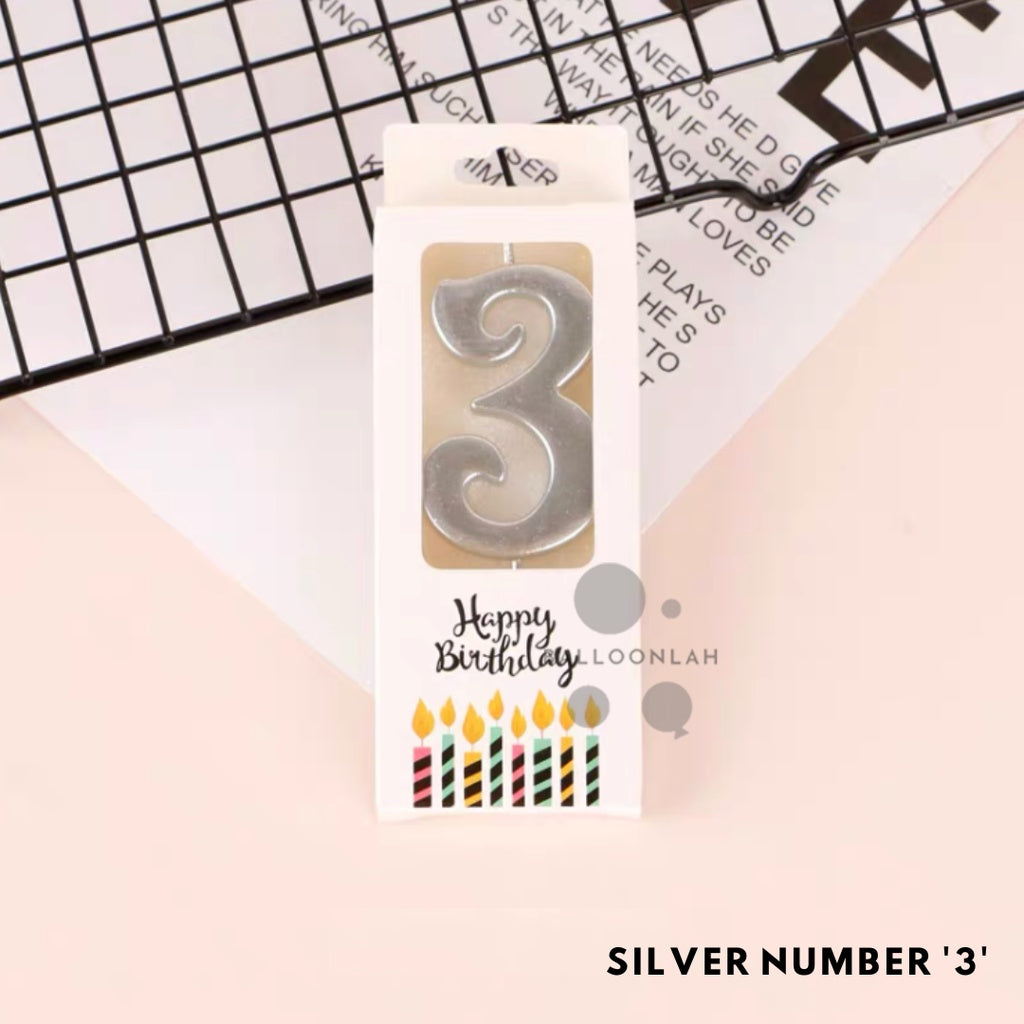 NUMBER Candle Birthday Candles Parties Gold Silver [READY STOCK IN SG]