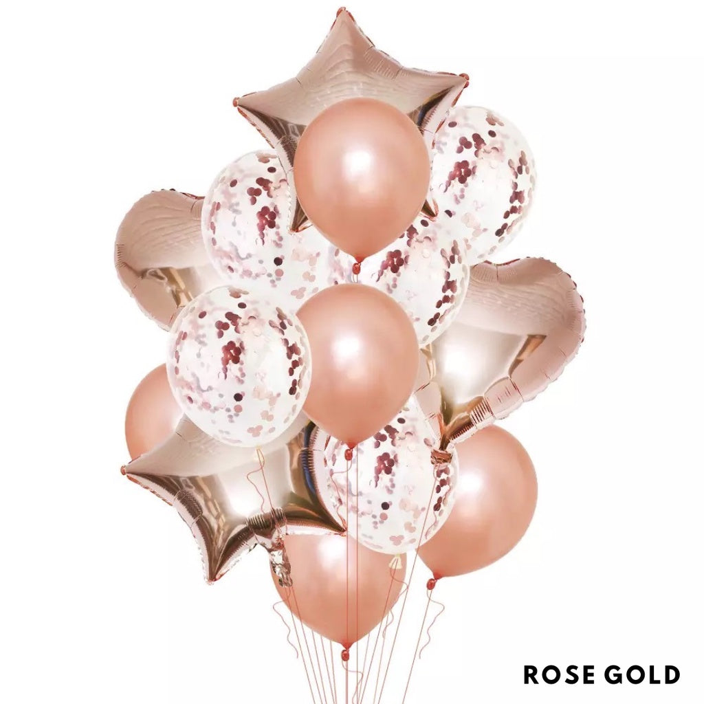14pc Star Heart Foil Balloon Latex Balloon Bouquet Birthday [READY STOCK IN SG]