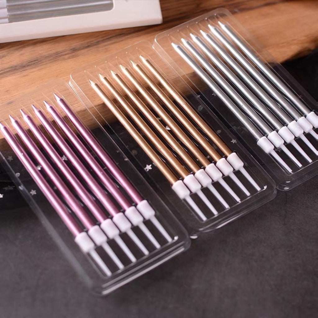 PENCIL Candle Birthday Candles Parties Gold Silver Champagne Rose Pink [READY STOCK IN SG]