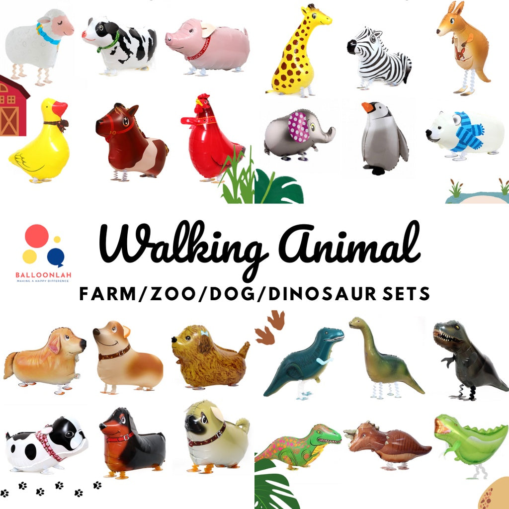 Walking Animal Balloon Set Walking Pet Helium Balloon Foil [READY STOCK IN SG]
