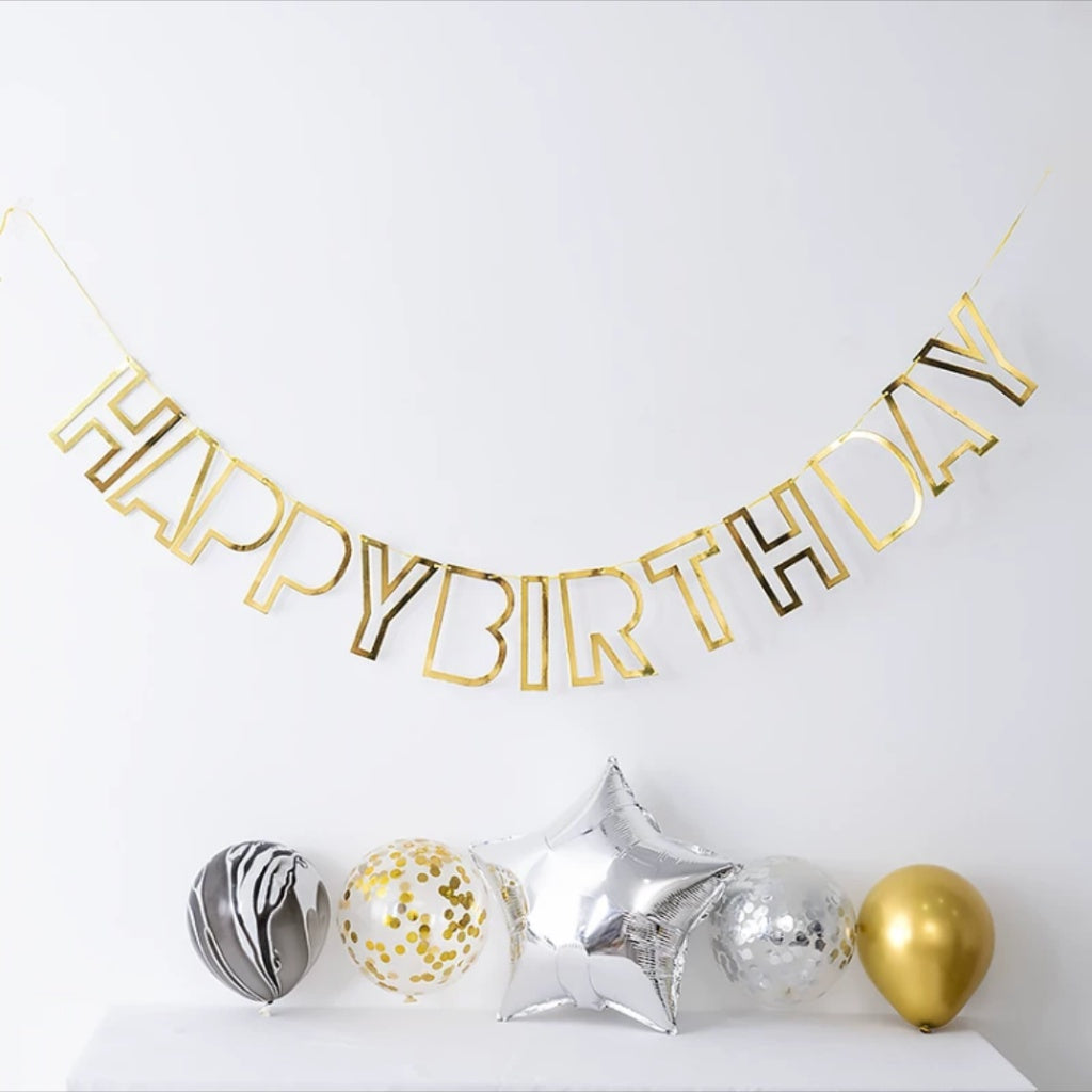 Happy Birthday Cut Out Foil Party Banner Party Bunting [READY STOCK IN SG]