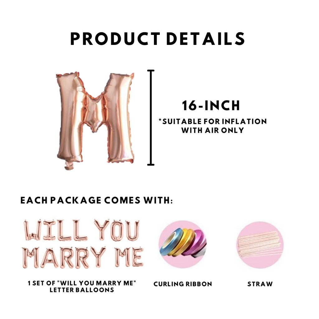 💍 16-inch WILL YOU MARRY ME Letter Balloons  [READY STOCK IN SG]