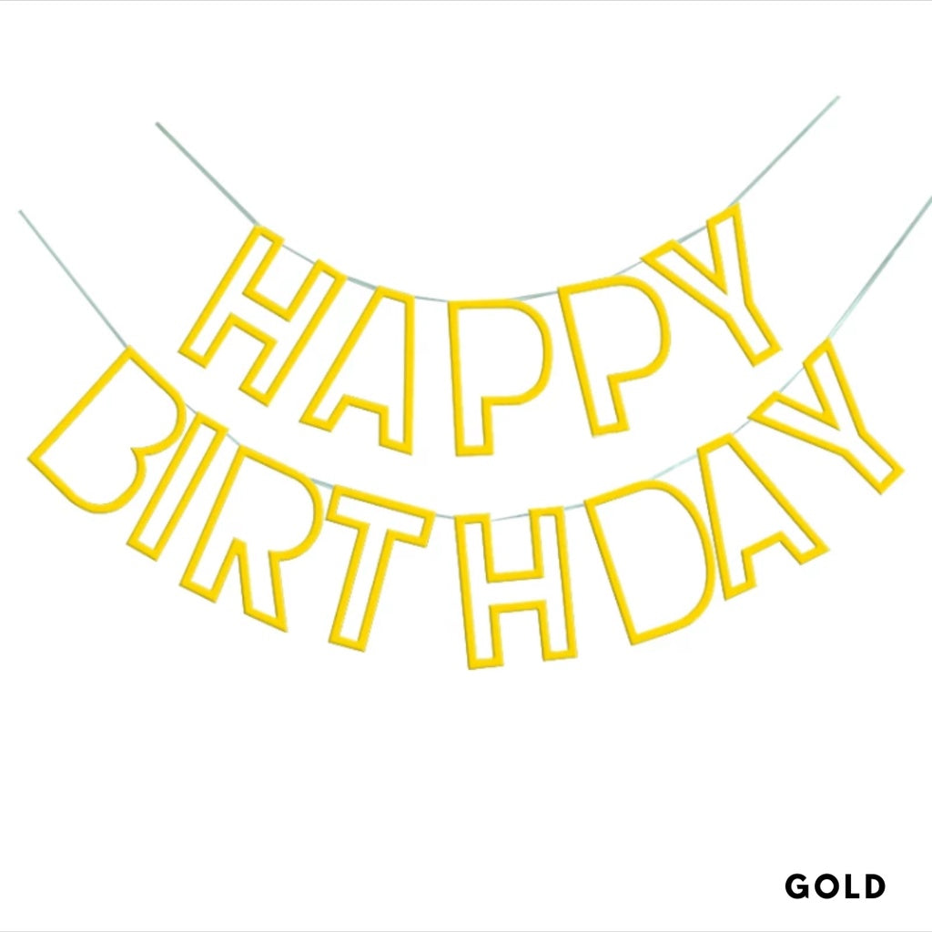 Happy Birthday Cut Out Foil Party Banner Party Bunting [READY STOCK IN SG]