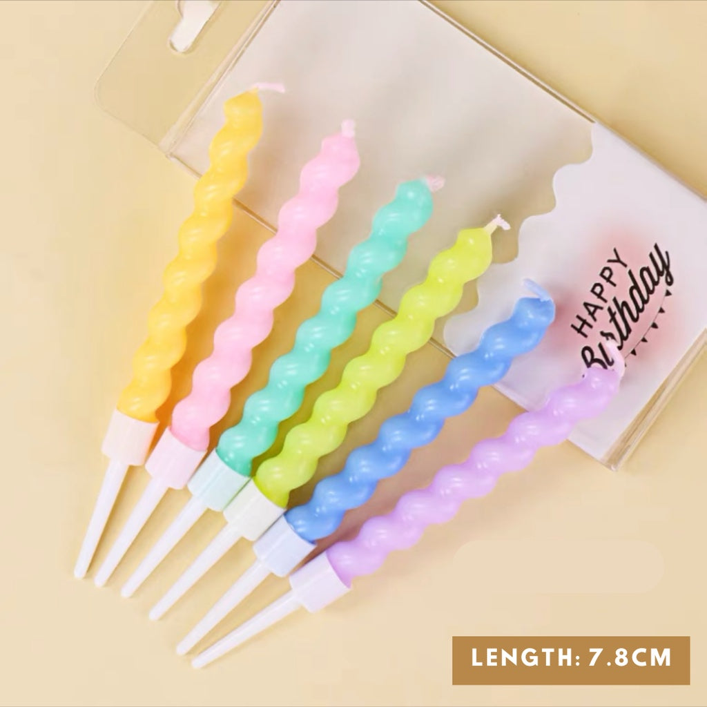 Korean Pastel Spiral Candle Birthday Candles Rainbow [READY STOCK IN SG]